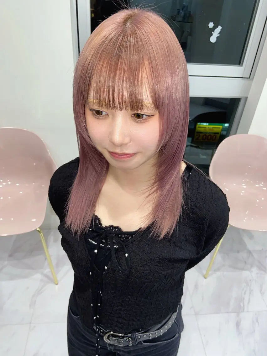 ミディアム カラー ラベンダーカラー ピンクカラー ピンクラベンダー カット ヘアカラー トリートメント 名駅/ハイトーン /Y2k/YUNAのヘアスタイル