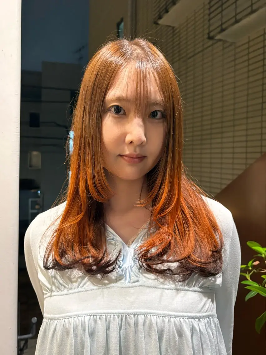 ミディアム カラー ヘアカラー トリートメント anji /パーマ・ハイトーンのヘアスタイル