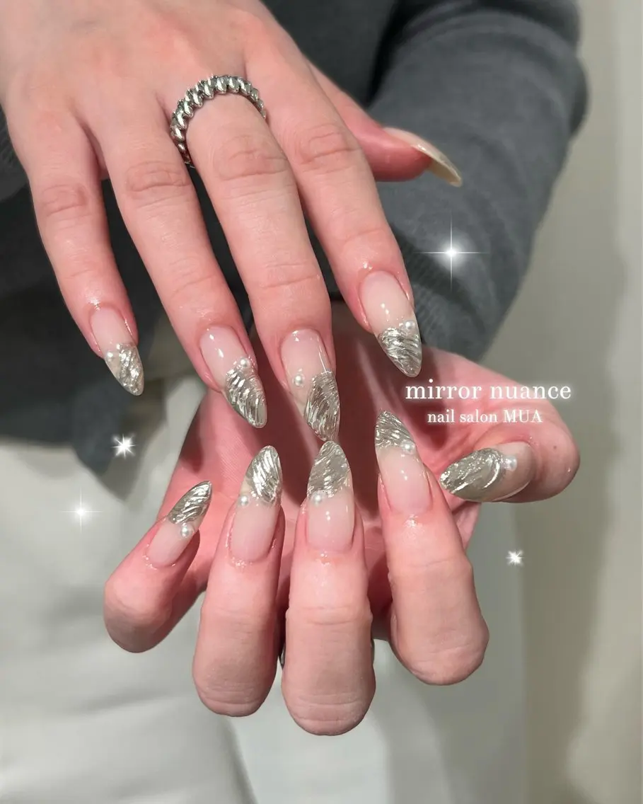ネイル ミラーネイル ニュアンスネイル ハンドネイル nail salon MUAのネイルデザイン