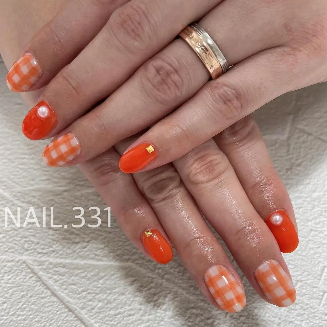 ネイル オレンジ 春ネイル Nail 331のネイルデザイン