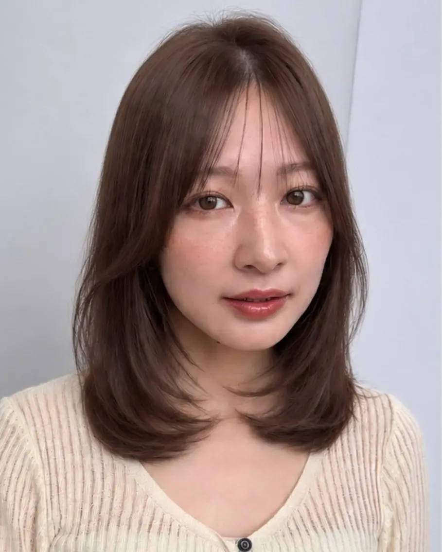 ミディアム カラー レイヤーカット カット ヘアカラー トリートメント レイヤー🩰髪質改善 /透明感/kanaのヘアスタイル