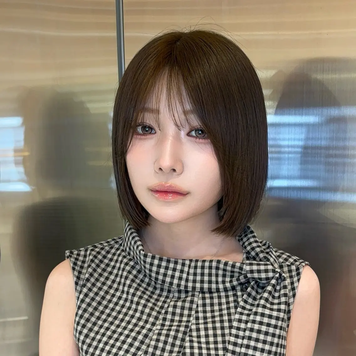 ミディアム カラー ヘアアレンジ ベージュカラー 透明感カラー ボブ 韓国風ヘア ワンホンヘア 韓国ヘア/ レイヤー/Rumiのヘアスタイル
