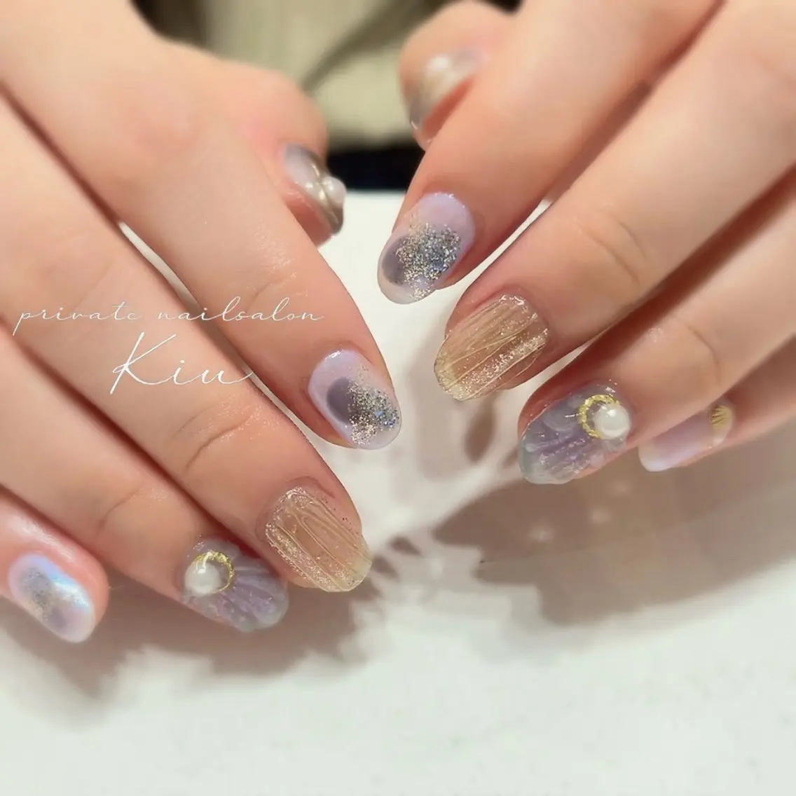 ネイル アートネイル オーロラネイル ジェルネイル ミラーネイル ニュアンスネイル kiu nailsalonのネイルデザイン