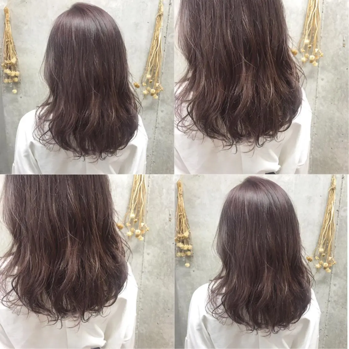 セミロング カラー ヘアアレンジ ハーフアップ アッシュ イルミナカラー ピンクカラー バイオレットカラー Satsuki ✂︎♡のヘアスタイル