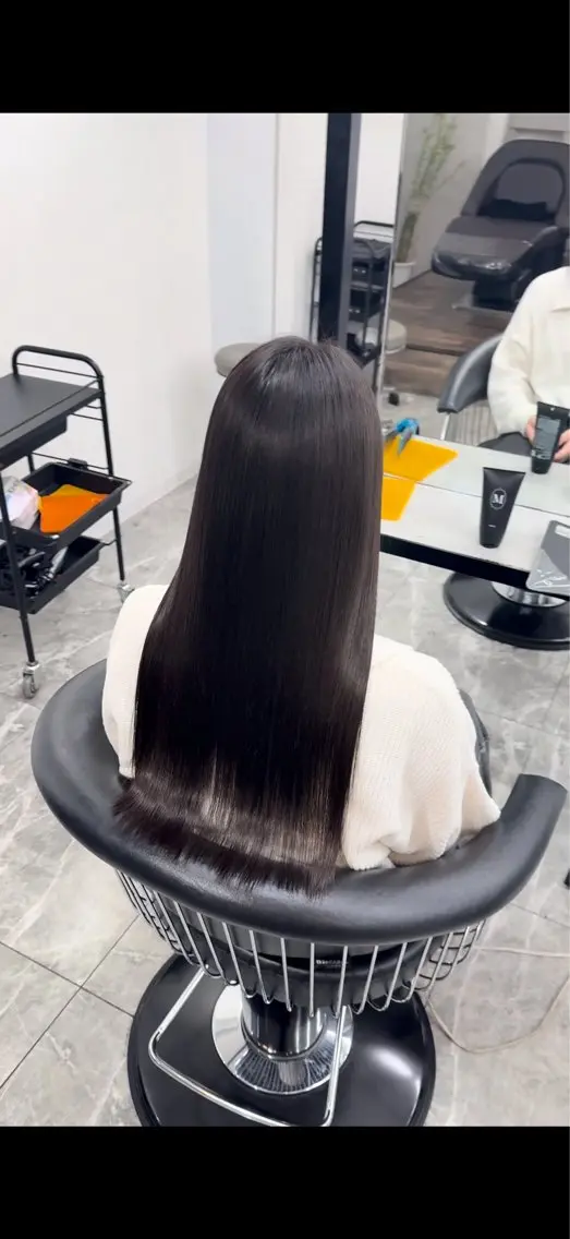 ロング 伸ばしかけ 髪質改善 縮毛矯正 ヘアカラー 縮毛矯正 りきと🦋河原町 縮毛矯正/艶カラーのヘアスタイル