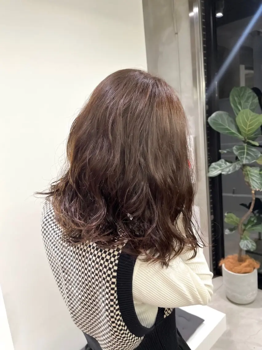 パーマ hana🍑 ブリーチなしピンクのヘアスタイル