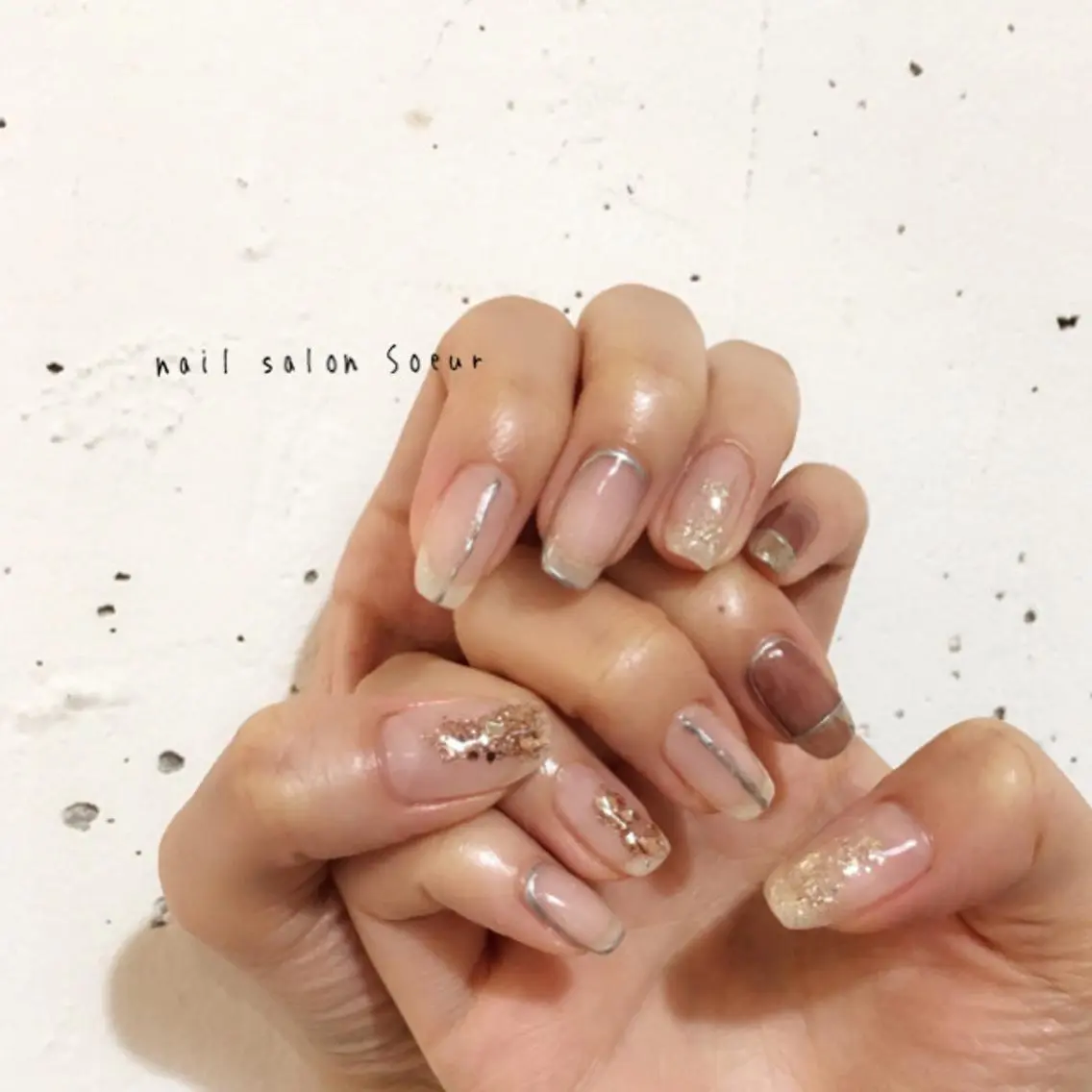 ネイル アートネイル 長さ出し ジェルネイル マットネイル ミラーネイル ハンドネイル nail salon Soeurのネイルデザイン