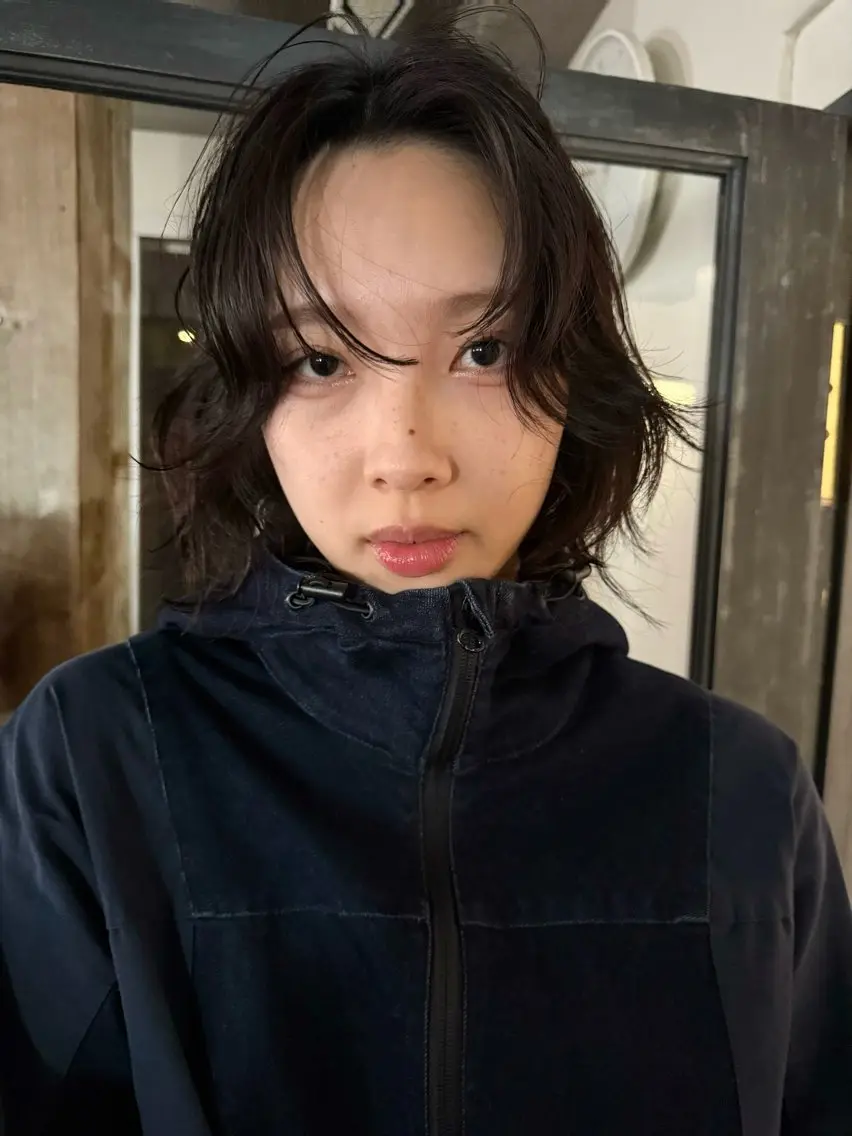 ショート パーマ ボブレイヤー ボブ レイヤーカット ニュアンスパーマ 森貴裕/ベージュ/ パーマ/オリーブのヘアスタイル