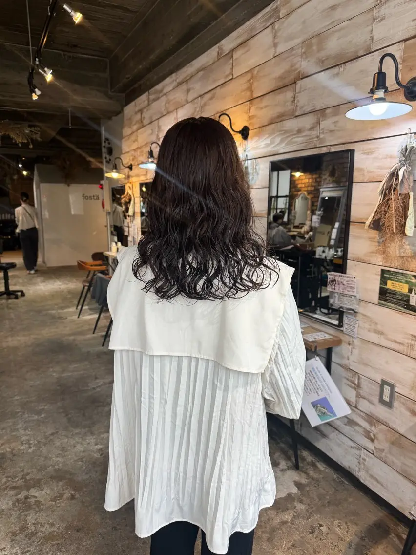 ロング パーマ カット ヘアカラー パーマ クキノケイカ /暖色カラー/パーマのヘアスタイル