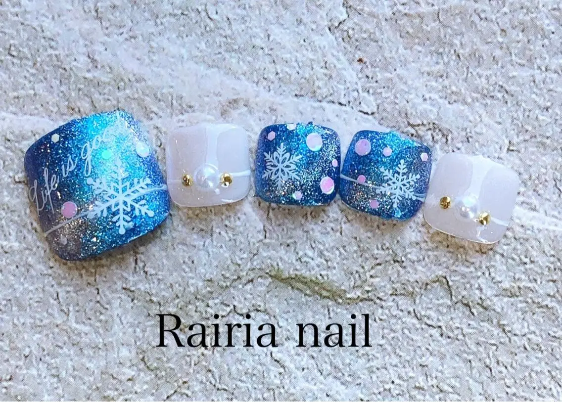 ネイル アートネイル ジェルネイル パラジェル 冬ネイル Rairia nail本八幡店のネイルデザイン