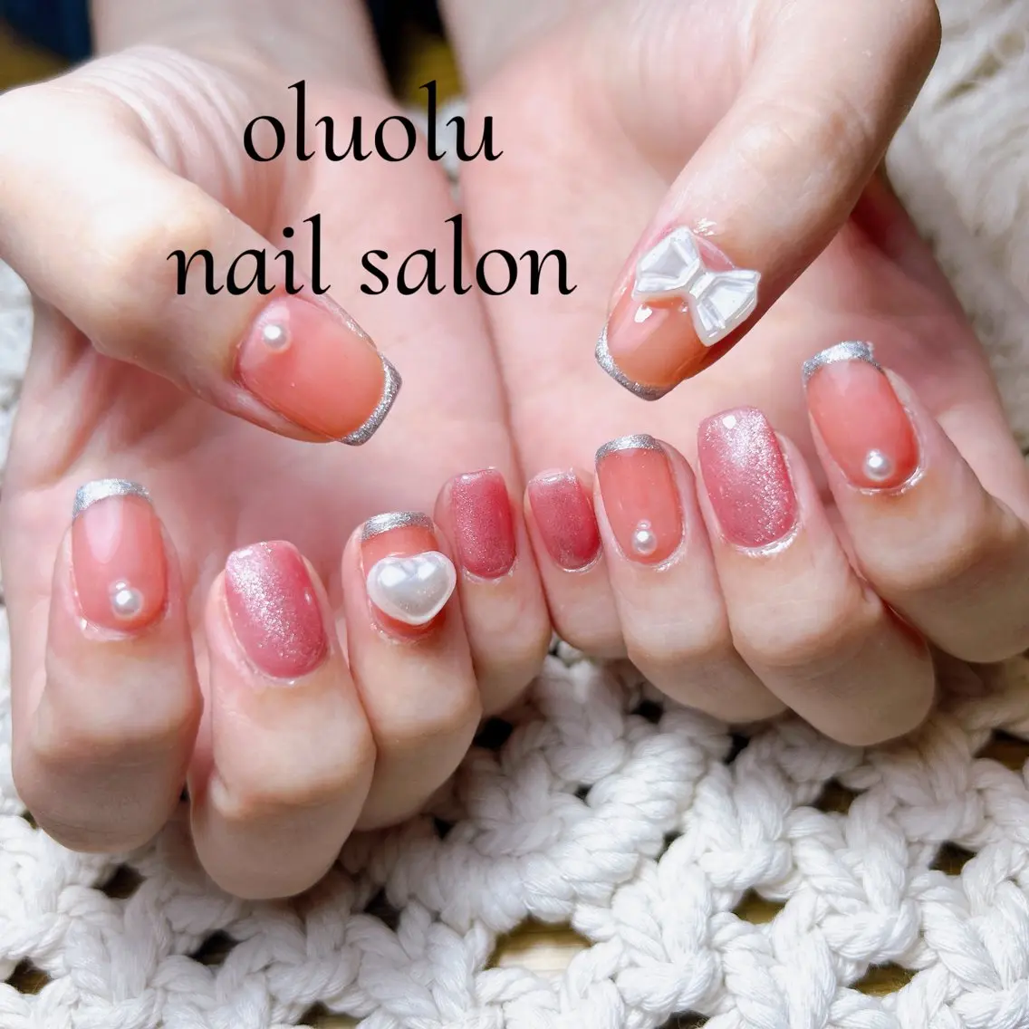ネイル フレンチネイル 韓国ネイル マグネットネイル oluolu nailsalonのネイルデザイン