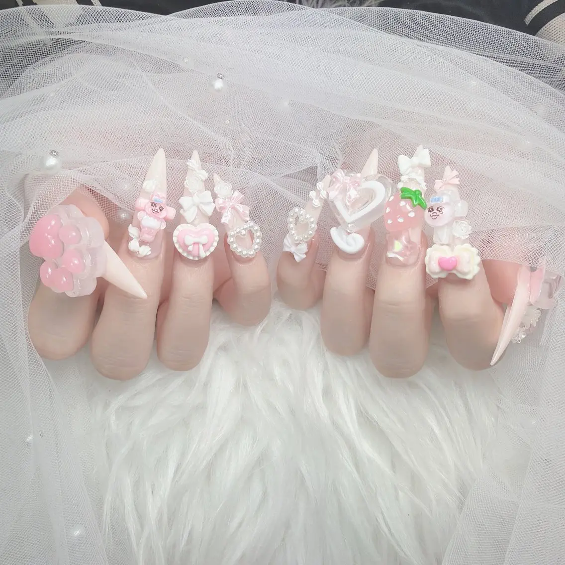 ネイル アートネイル ジェルネイル 韓国ネイル リボン ワンホンネイル ハンドネイル Lana Nailのネイルデザイン