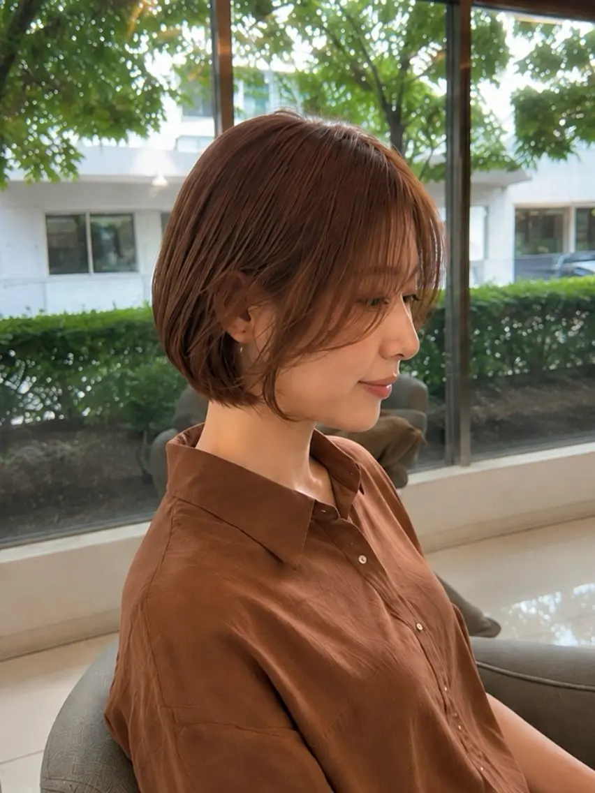 ショート カット ヘアカラー トリートメント ショートカット/ コテ巻きパーマ/なおのヘアスタイル