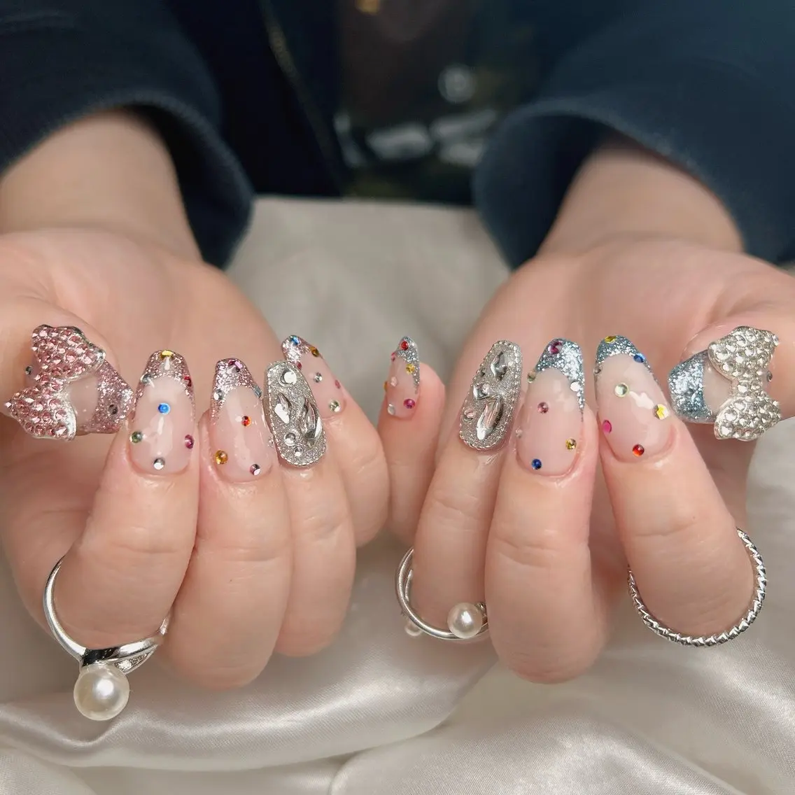 ネイル フレンチネイル キラキラネイル ハンドネイル junna 金山.東別院.上前津のネイルデザイン