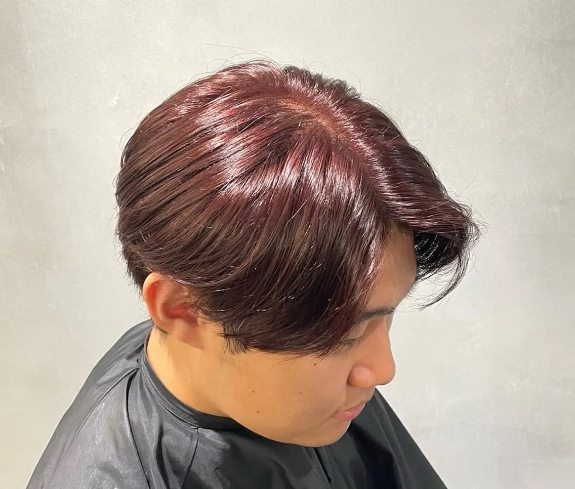 ミディアム カラー ヘアアレンジ メンズ レッドカラー fifth 石川 凪のヘアスタイル