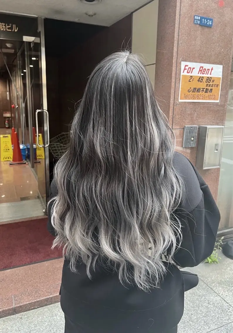 ロング カラー バレイヤージュ シルバー ホワイトシルバー レイヤーカット 指名数No.1 /NAOYAのヘアスタイル