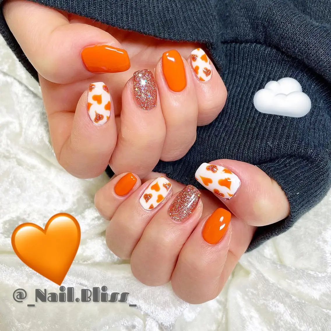ネイル オレンジ ハンドネイル NAIL BLISSのネイルデザイン