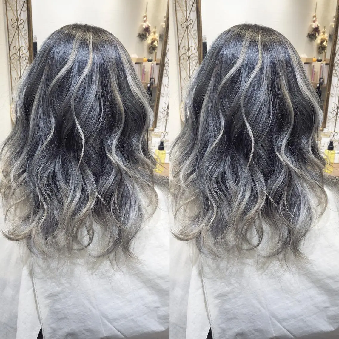 ロング カラー グラデーションカラー ハイライトカラー ハイライト 皆巳 達郎のヘアスタイル