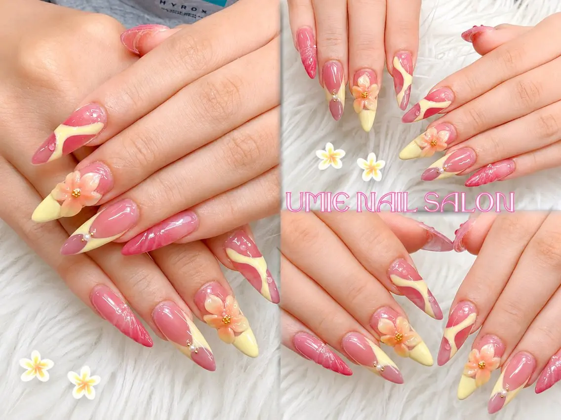 ネイル フットネイル フレンチネイル ジェルネイル ガラスフレンチ マグネットネイル UMIE NAIL SALONのネイルデザイン