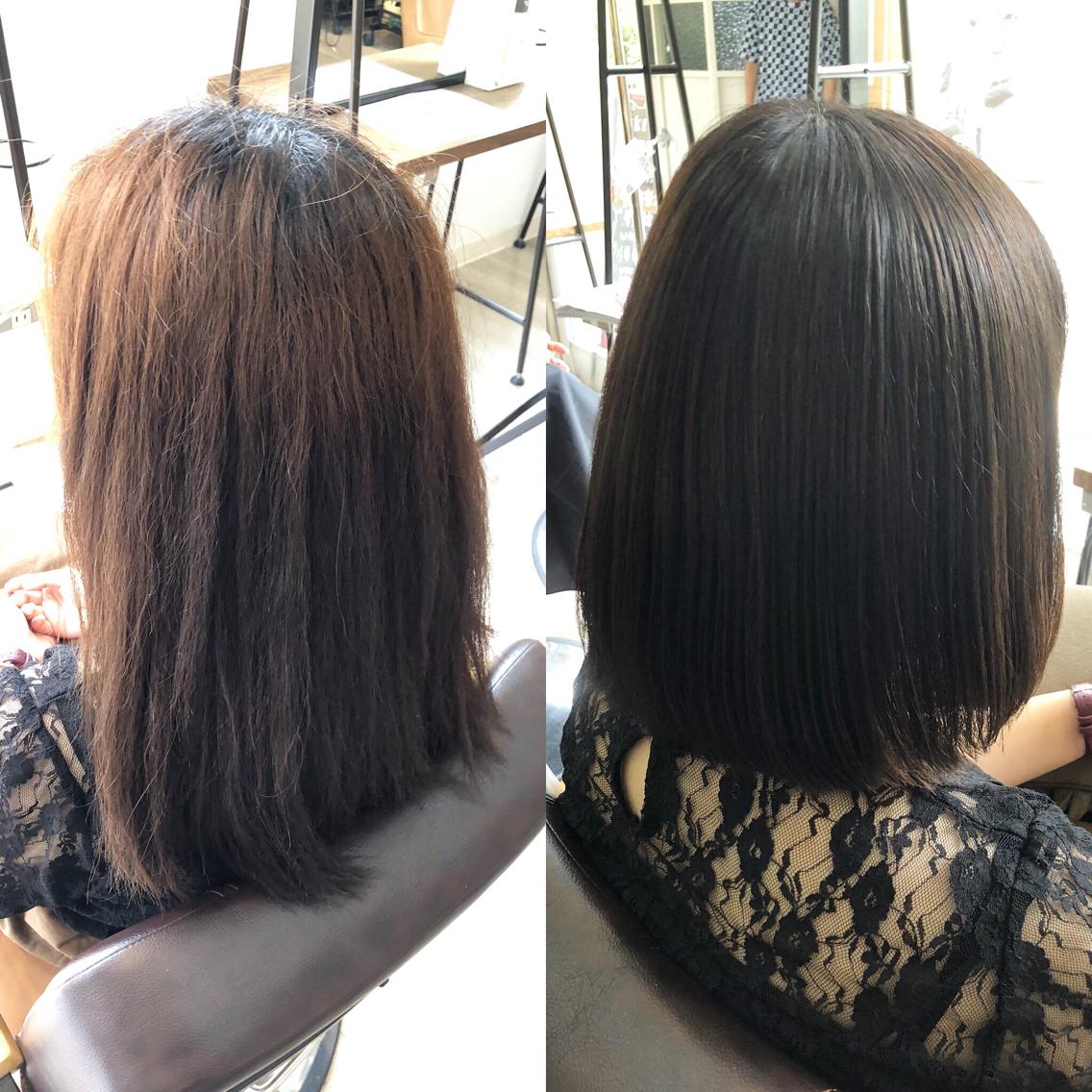 ミディアム カラー イルミナカラー 縮毛矯正 トリートメント 植田 敬太のヘアスタイル
