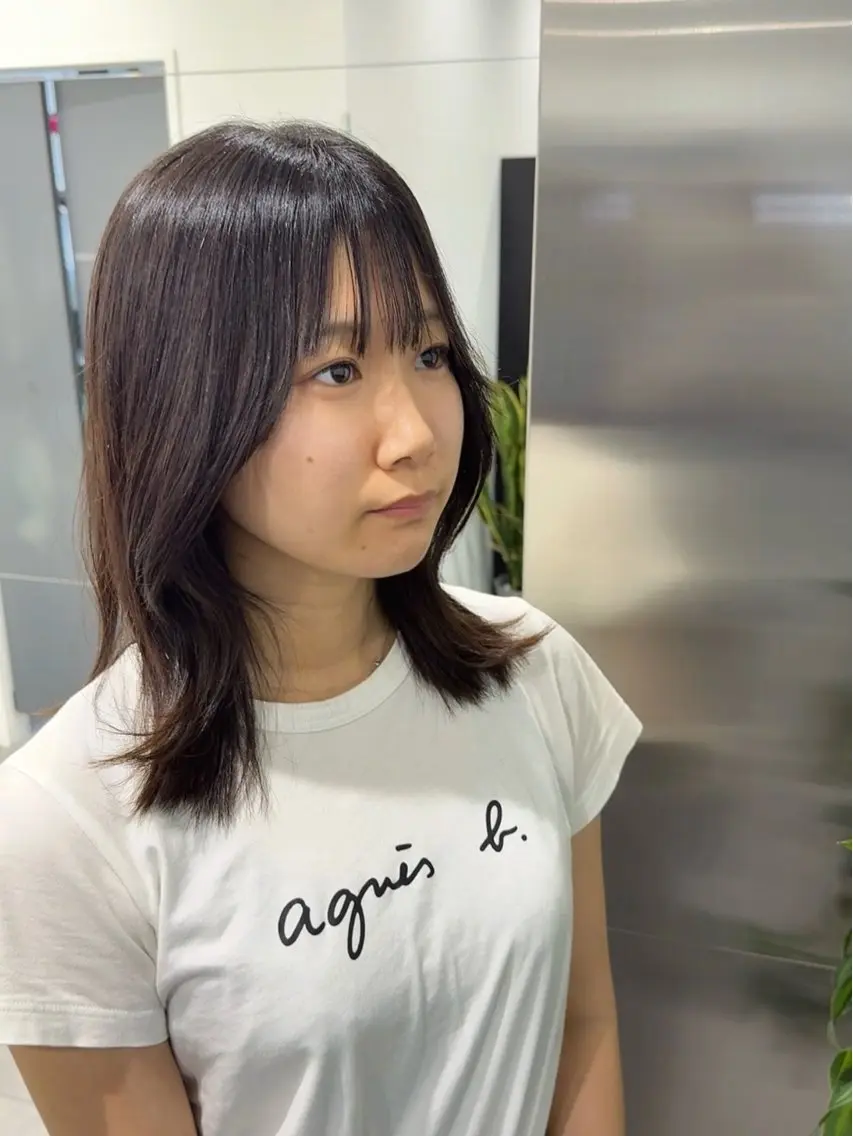 セミロング レイヤーカット カット 縮毛矯正 トリートメント 韓国ヘア🇰🇷 スズキのヘアスタイル