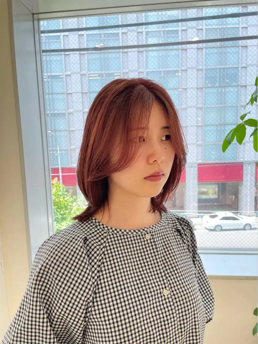 ミディアム カラー 黒髪 ブリーチ ダブルカラー ブリーチなしカラー カット ヘアカラー トリートメント 🩰ニシムラヒカリ 半個室salon♡*のヘアスタイル
