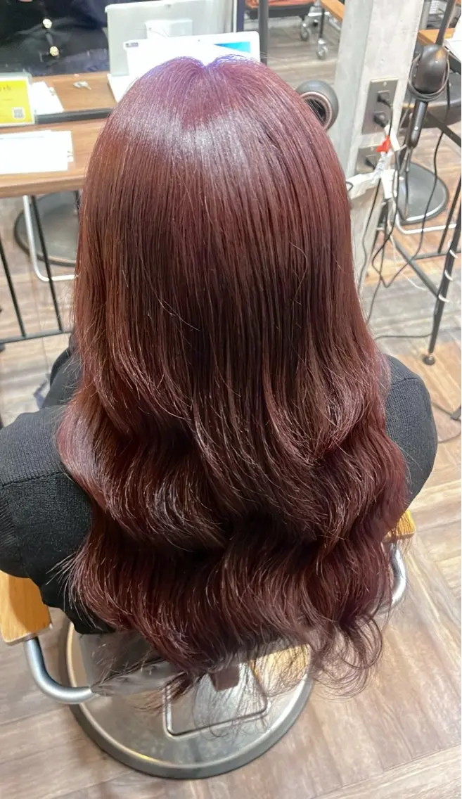 ロング カラー 黒髪 カシス ピンクカラー ラフィス♡ yumeのヘアスタイル