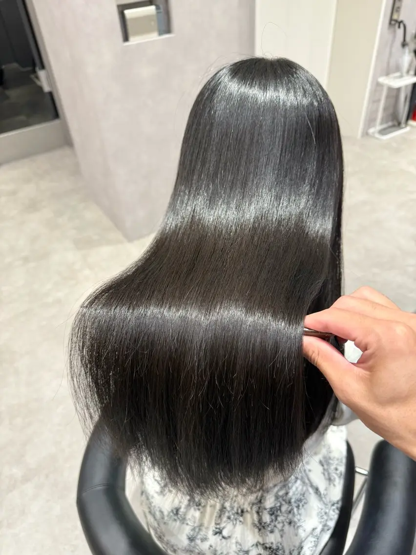 ロング カラー パーマ ヘアアレンジ 髪質改善 縮毛矯正 トリートメント ストレートパーマ カット ヘアカラー 縮毛矯正 トリートメント 縮毛矯正/髪質改善/ ブリーチ毛/木元渓太のヘアスタイル