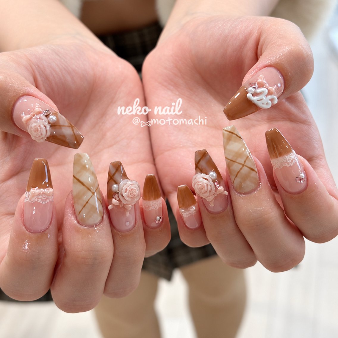 ネイル ツイードネイル ハンドネイル neko nail三宮元町店のネイルデザイン