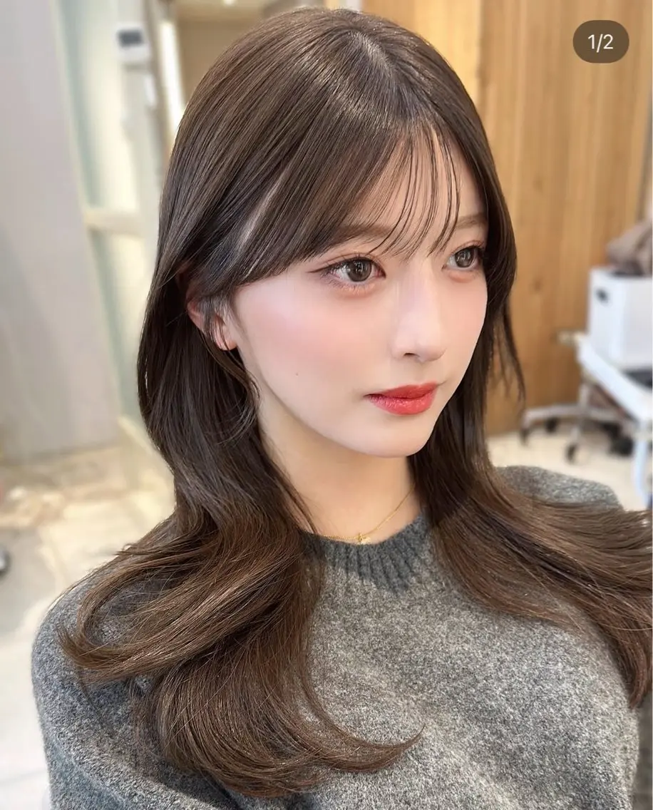 セミロング カラー カット ヘアカラー トリートメント 似合わせ 顔周りYUUGAのヘアスタイル