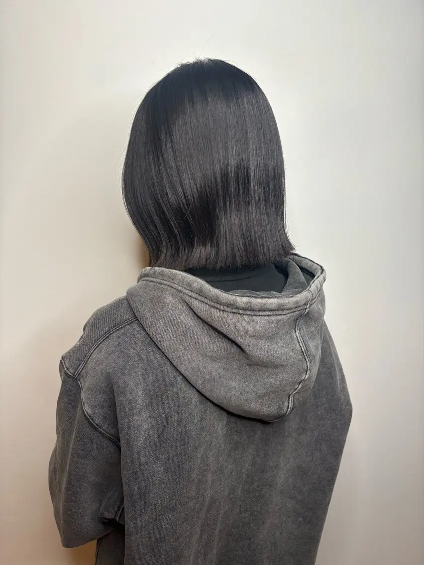 ミディアム パーマ くびれヘア カット 縮毛矯正 よしなり あみのヘアスタイル