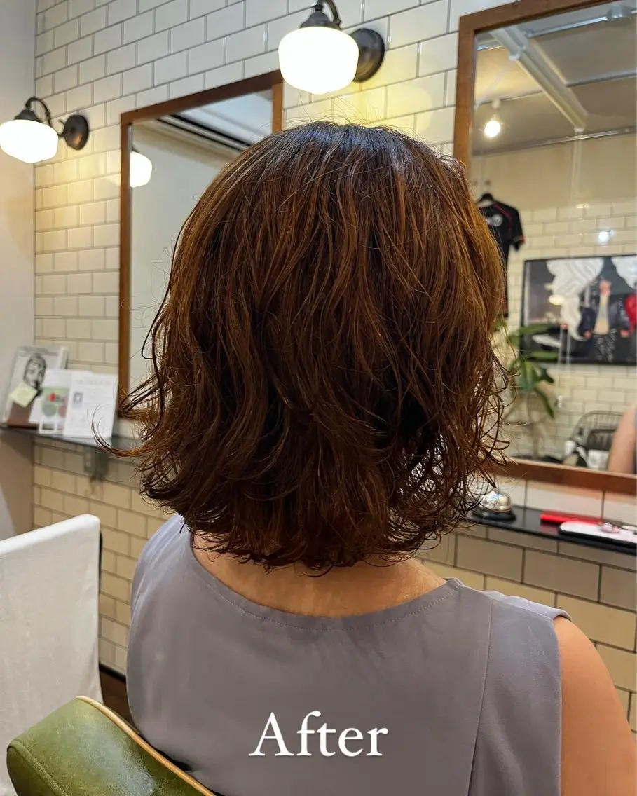 ミディアム パーマ ミディアムパーマ ボブ ショート、ボブ💚 レイヤー/井上翔のヘアスタイル