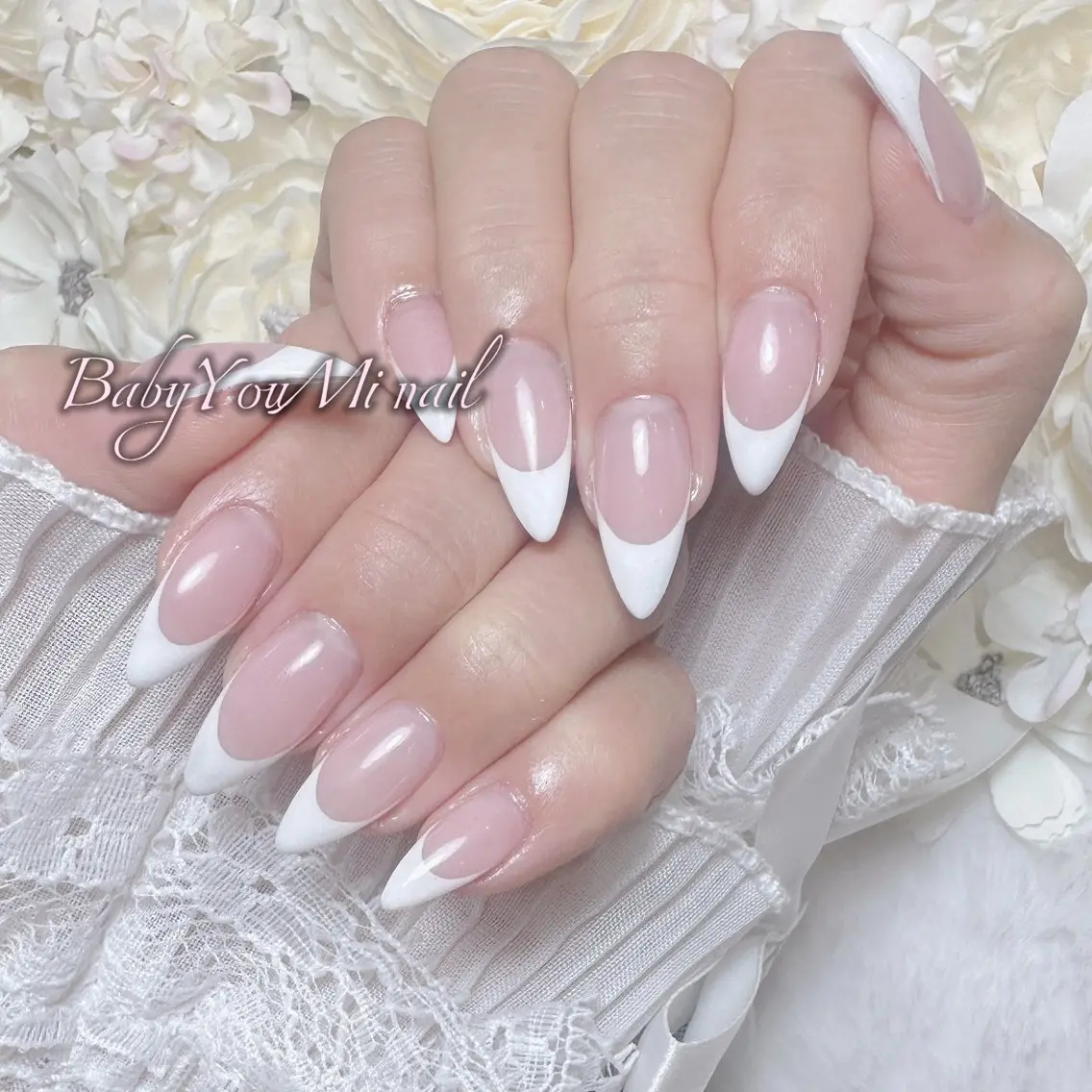 ネイル オーロラネイル チークネイル 成人式 フットネイル フレンチネイル ハンドネイル BabyYouMi nailのネイルデザイン