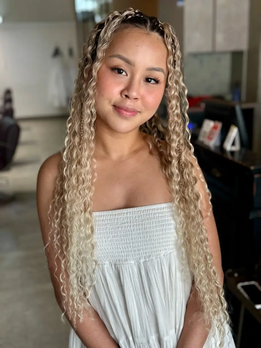 セミロング ヘアアレンジ エクステ エクステ ヘアセット BRAIDS💎愛子 大人ハイライト💎のヘアスタイル