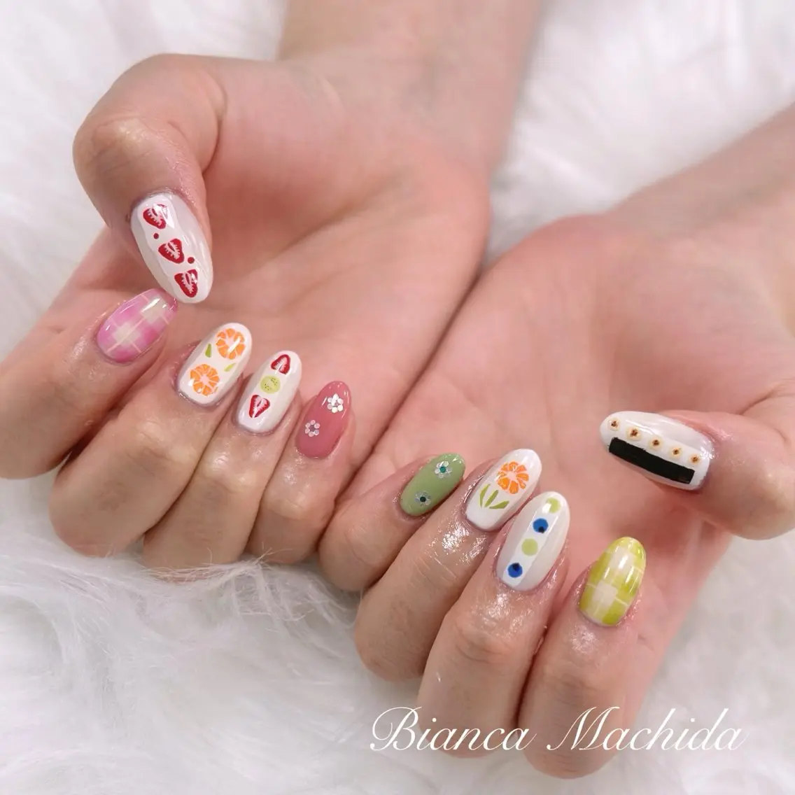 ネイル アートネイル 春ネイル ハンドネイル Bianca👼🏻 OIKAWAのネイルデザイン