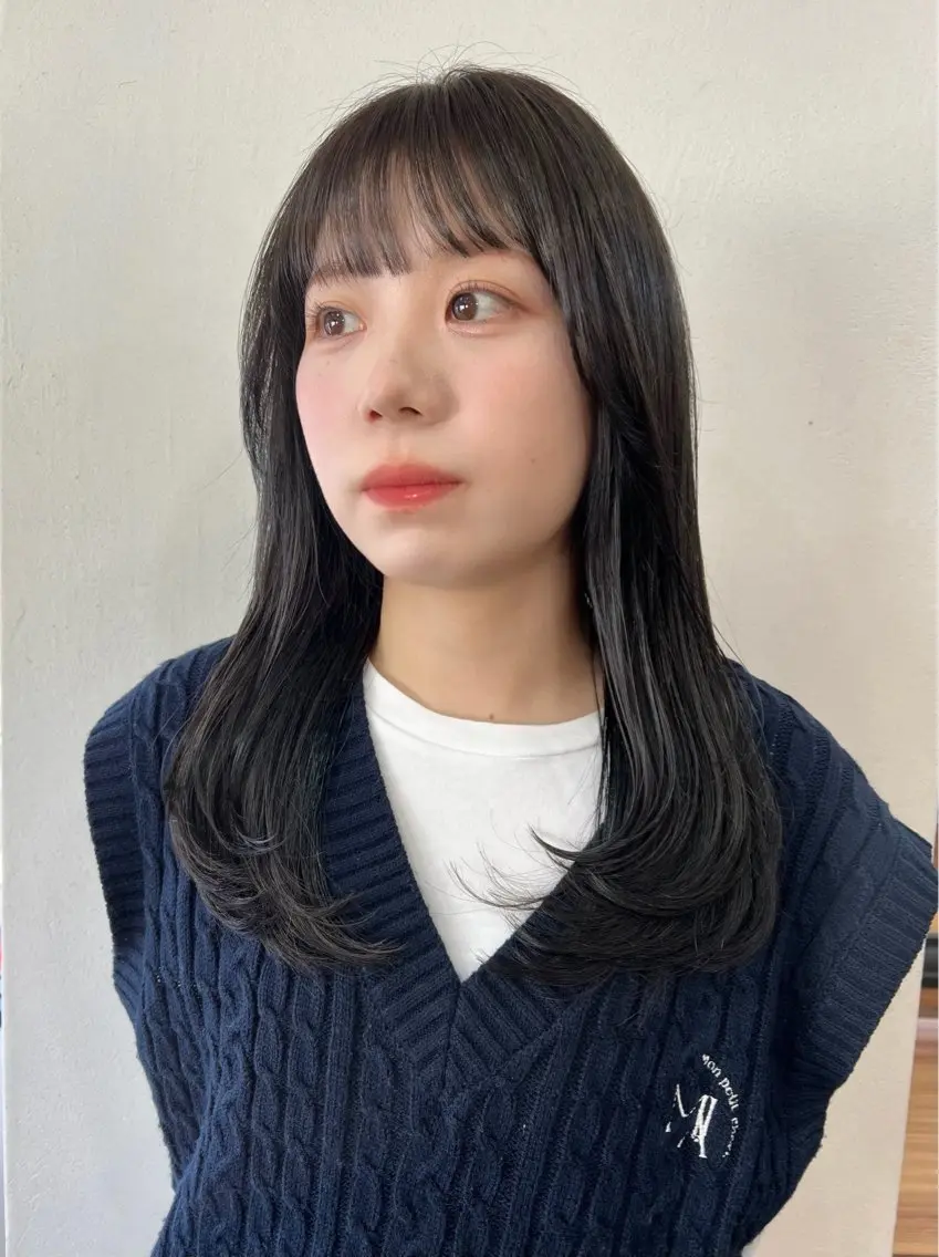 セミロング カラー ブリーチ ヘアカラー 韓国ヘア 🎀華澄のヘアスタイル