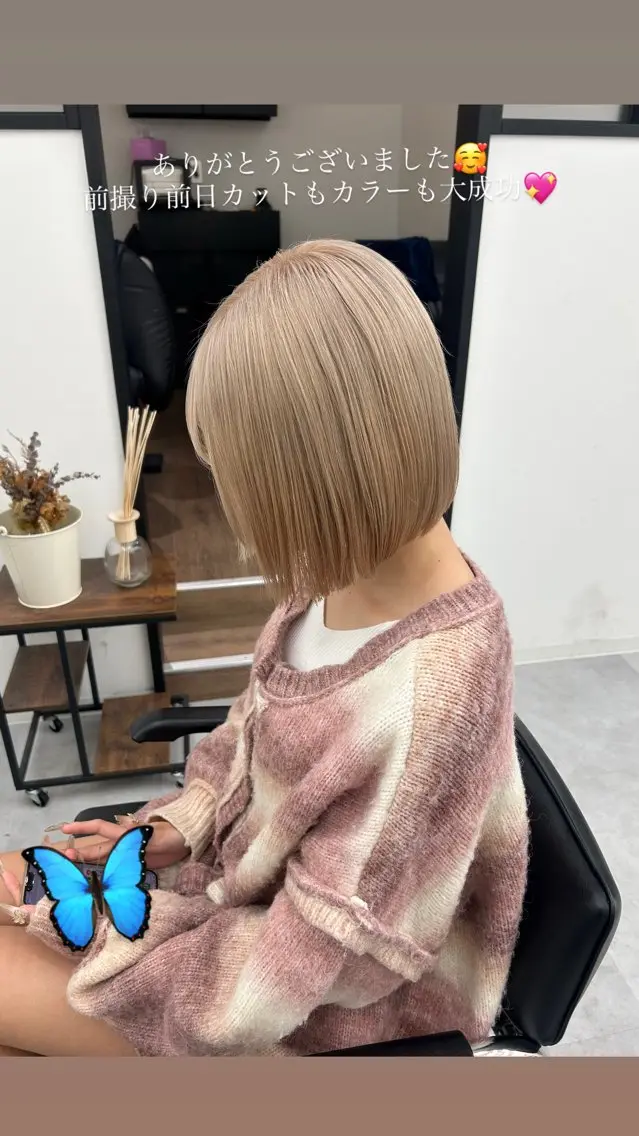 ミディアム カラー レイヤー ハイトーン 暖色⭐︎KANAKOのヘアスタイル