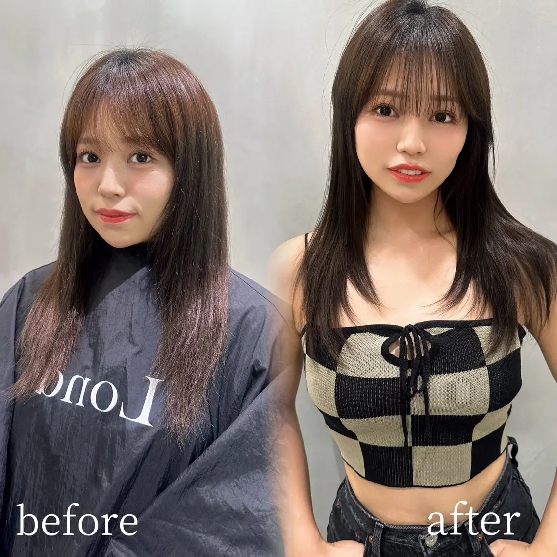 セミロング カット ヘアカラー トリートメント Lond roseのヘアスタイル