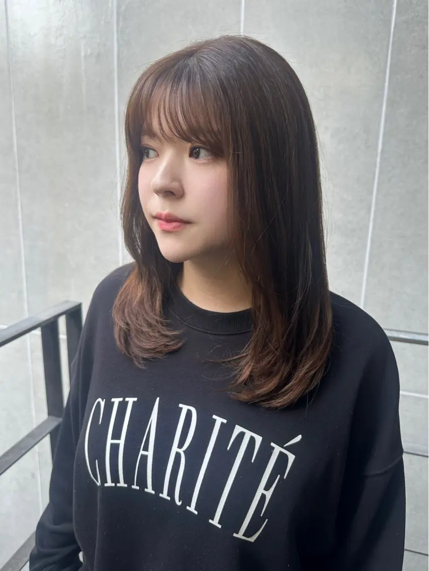 セミロング 顔まわりレイヤー レイヤーカット 髪質改善/韓国風 レイヤー/田村祐樹のヘアスタイル