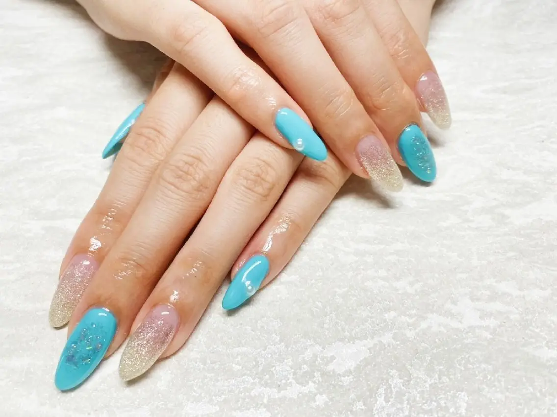 ネイル ブルー 夏ネイル JULIE NAILのネイルデザイン