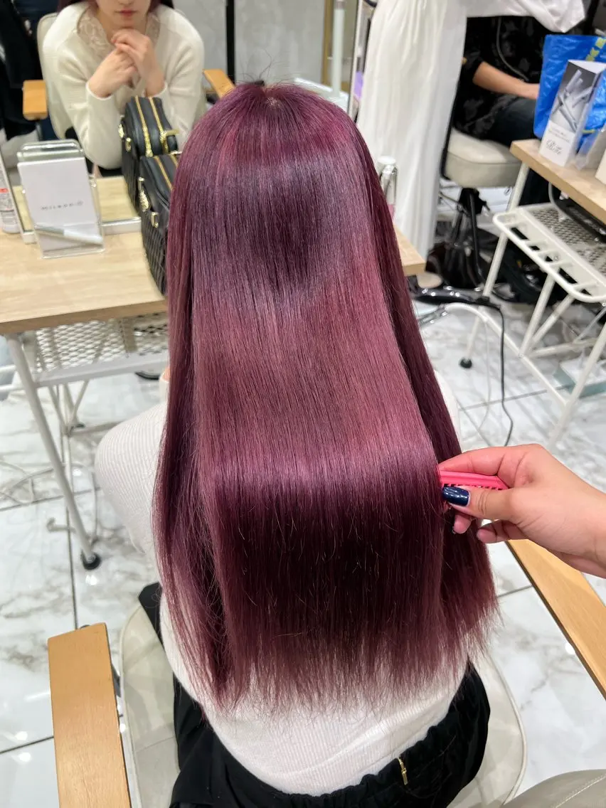 ロング カラー ブリーチ ピンクカラー ヘアカラー 酸性ストレート人気 No,1/カスミ🩰のヘアスタイル