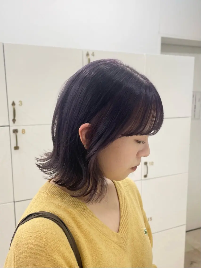カラー ブリーチ グレージュ ラベンダーカラー ラベンダーグレージュ ラベンダーグレー 🫧あやね/カットモ デル/仙台美容室🫧のヘアスタイル