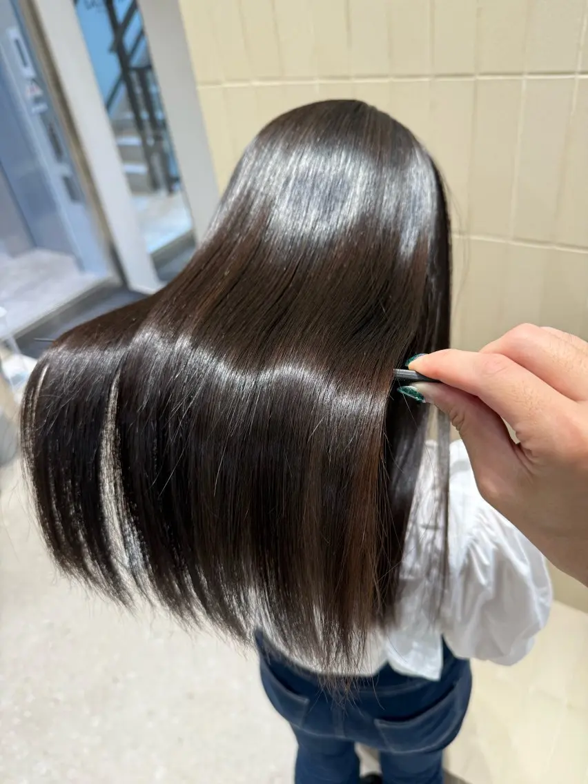 ロング パーマ ヘアアレンジ 縮毛矯正 ストレートパーマ カット ヘアカラー 縮毛矯正 トリートメント 縮毛矯正/髪質改善/ ブリーチ毛/木元渓太のヘアスタイル
