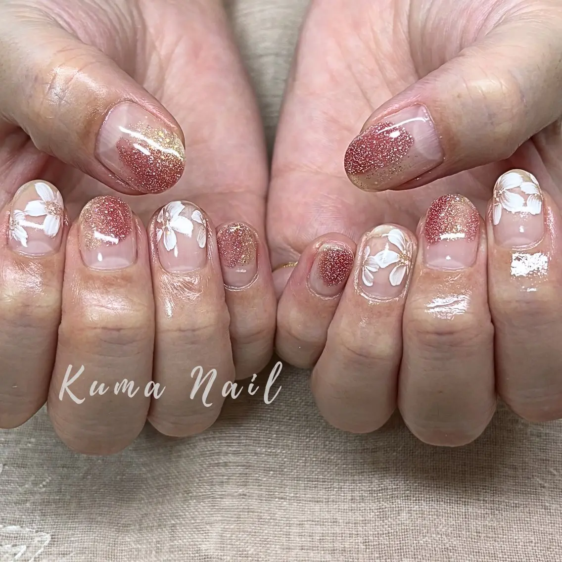 ネイル アートネイル フラワーネイル ニュアンスネイル ハンドネイル 藤が丘ネイル Kuma Nailのネイルデザイン
