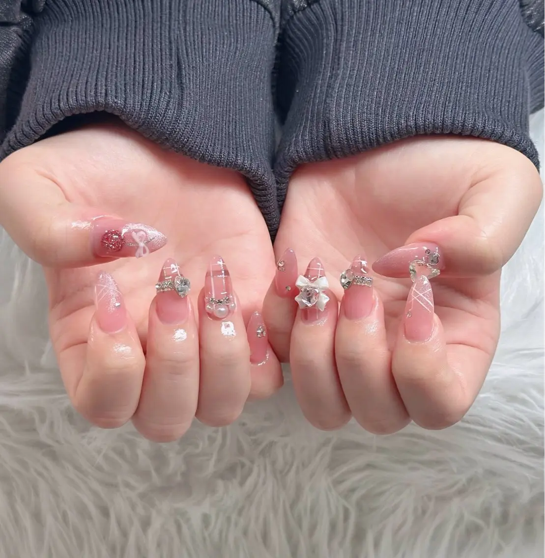 ネイル ハート キラキラネイル リボン ハンドネイル キノコ H.babynailのネイルデザイン