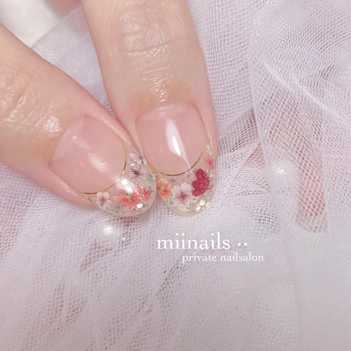 ネイル フレンチネイル 韓国ネイル ワンホンネイル ハンドネイル nailsalon miinailsのネイルデザイン