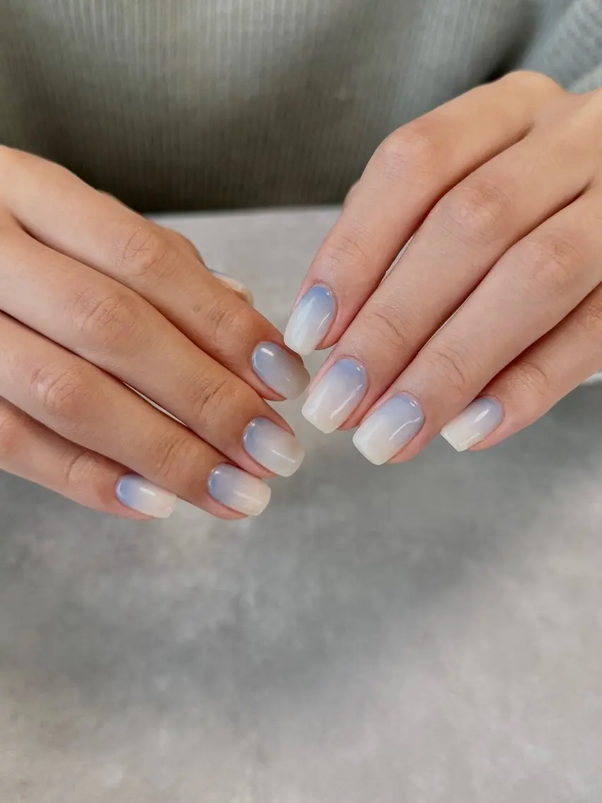ネイル ブルー グラデーション スクエアネイル ハンドネイル nailroom amyのネイルデザイン