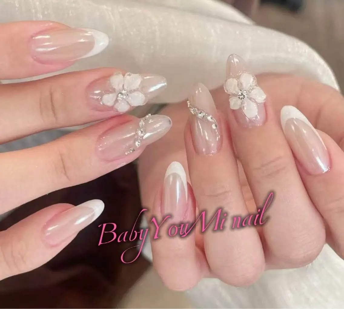 ネイル オーロラネイル チークネイル 成人式 フットネイル フレンチネイル ハンドネイル BabyYouMi nailのネイルデザイン