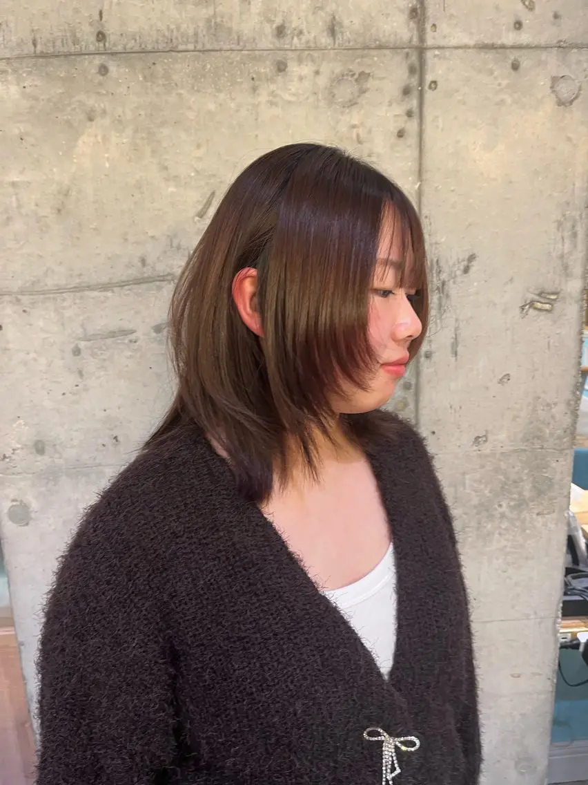 ミディアム 顔まわりレイヤー 顔周りカット レイヤーカット 似合わせカット カット rina似合わせ レイヤー／メンズのヘアスタイル