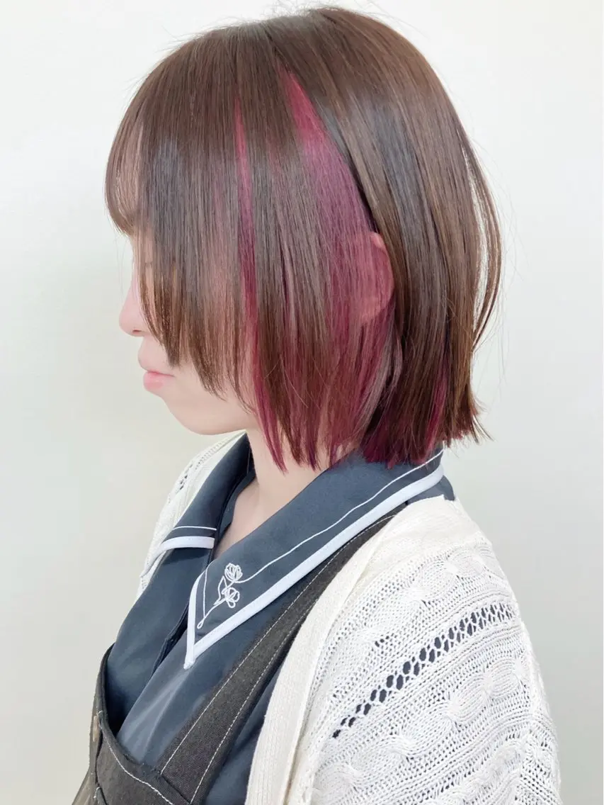 ミディアム カット ヘアカラー トリートメント fumikaブリーチ /デザインのヘアスタイル